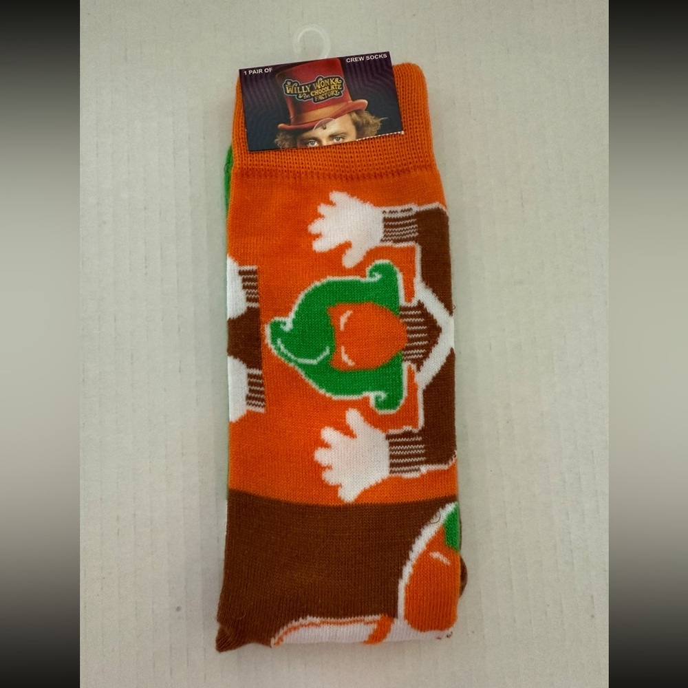 Willy Wonka Oompa Loompa Adult Crew Socks  NEW